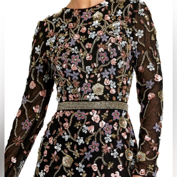 Mac Duggal size 14 Long Sleeve Embellished Mesh Gown - Picture 3 of 13